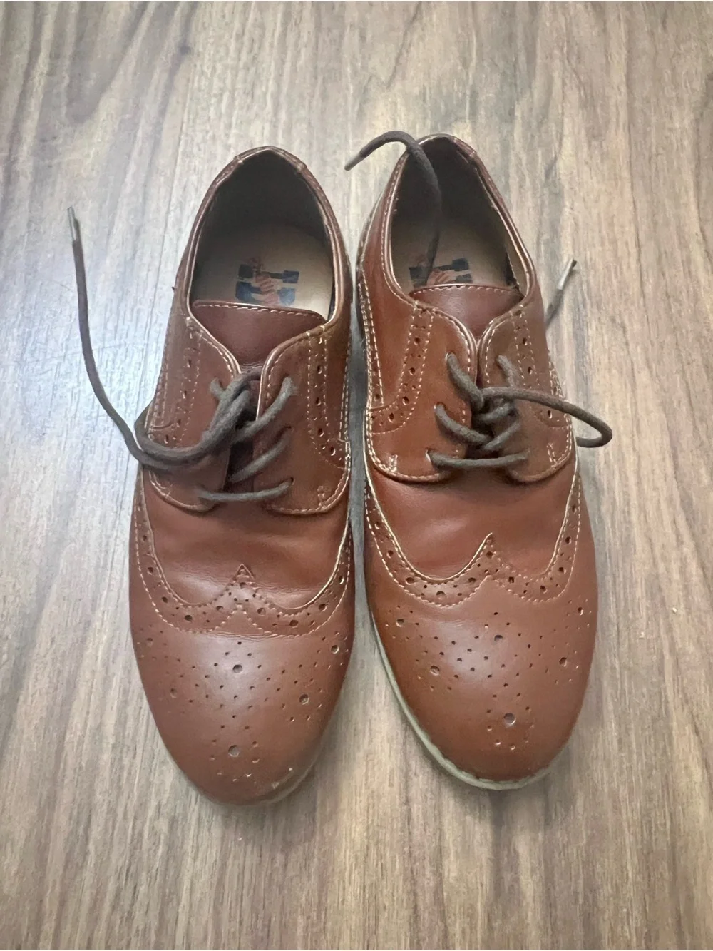 Kids Brown Wingtip Dress Oxfords - Classic Lace-Up